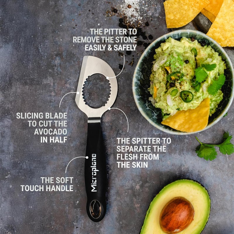 Microplane Avocado Tool | 3-in-1 Stainless Steel Avocado Slicer Tool, Pit Remover & Peeler with Soft Grip Handle | Avocado Cutter for Easy Prep | Dishwasher Safe - Image 5